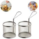 2 Cesta Fritura Servir Bar Porção Batata Frango Inox Redonda