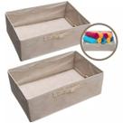 2 Cesto Caixa Organizador 42x28x14 Bege para Livros Roupas Armários Guarda Roupas