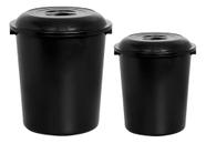 2 Cesto De Lixo Lixeira Fechada Preto 97 E 53 Litros Plasnew