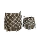 2 Cestos Decoração Rustica em Rattan e Macramê