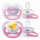2 Chupetas Ultra Air Passarinho & Kiss Me 0-6M Philips Avent - Menina 2 Chupetas Ultra Air Passarinho & Kiss Me 0-6M Philips Avent - Menina