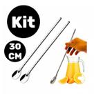 2 Colheres Grandes de 30cm Colher para Sucos Drinks Milkshakes Bebidas Aço Inox para Cozinha Suco