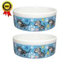 2 Comedouro Gato 610ml Porcelana Porta Ração Pet Dispenser - PORCELANA L.A