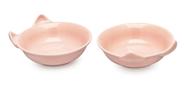 2 Comedouro Para Gato Rosa Porcelana Tigela 320ml Prato Pet