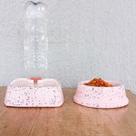 2 Comedouros Pote Ração Pet Granitina Pesado 1 Bebedouro garrafa ROSA