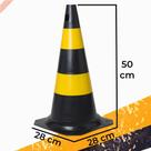 2 Cone De Sinalização De Trânsito 50cm Laranja Ou Preto Rígido