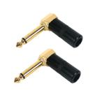 2 Conector Plug P10 Mono 90 Graus Preto Dourado para Cabo 2 Conector Plug P10 Mono 90 Graus Preto Dourado para Cabo