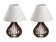 2 Conjunto Abajur Sala Com Cúpula Em Tecido Decoração Enfeites -M-Marrom