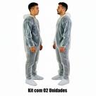 2 Conjuntos Capa de Chuva Transparente Impermeável Reutilizável com Calça, Blusa com Capuz e Bota com Elástico 2 Conjuntos Capa de Chuva Transparente Impermeável Reutilizável com Calça, Blusa com Capuz e Bota com Elástico