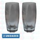 2 Copo de Vidro Cinza 370ML Suco Água Drinks Bebidas Buffet