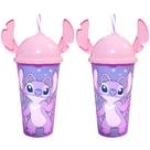 2 Copos Angel Lilo Stitch 500ml de Orelhas Rosa 500ml Disney