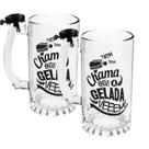 2 Copos De Chopp Cerveja Vidro 450ml Com Sino Campainha