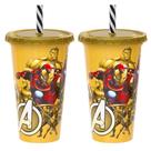2 Copos Homem de Ferro Infantil Estampado 500ml Shake e Café
