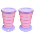 2 Copos Infantil p/ Viagem Guardar na Bolsa Rosa p/ Crianças 2 Copos Infantil p/ Viagem Guardar na Bolsa Rosa p/ Crianças