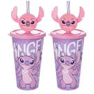 2 Copos Infantil Stitch e a Namorada Angel 500ml Plasútil