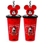 2 Copos Minnie Vermelho Canudo Orelhas Refrigerante Original