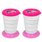 2 Copos Portátil Retrátil Minnie Rosa 330ml Portátil