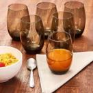 2 Copos Redondo Vidro Cinza California Suco Chique 450ml