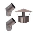 2 Curva 45 Inox 304 Escovado Para Chaminé Chapéu Chinês