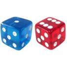 2 Dados 45mm (4,5cm) Jumbo Translúcido Vermelho E Azul