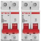 2 Disjuntor Steck 25 Amperes SDA62 Bipolar Curva C 10KA
