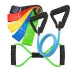 2 Elastico Exercicios + 5 Mini Band Thera Corpo Fit Academia