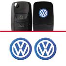 2 Emblemas Adesivos Chave Canivete Logo Vw Azul 14 Mm