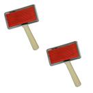 2 Escova Rasqueadeira Pet Cães E Gatos Cabo Madeira 12x8,5cm