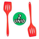 2 Espatulas Vazada Vermelha De Silicone Kit Utensilios Para Alimentos Fritura Multiuso
