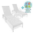 2 Espreguiçadeiras Piscina Reclináveis Catar C/ Mesa+Brinde