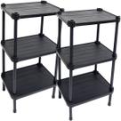 2 Estantes de Plástico Modular Multiuso 3 Prateleiras 1 Torre Preta Montável 39 Kg Qualyplas