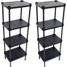 2 Estantes de Plástico Modular Multiuso 4 Prateleiras 1 Torre Preta Montável 52 Kg Qualyplas 2 Estantes de Plástico Modular Multiuso 4 Prateleiras 1 Torre Preta Montável 52 Kg Qualyplas