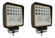 2 Farolete Milha Led Quadrado 126w Com Pisca Ambar Potente