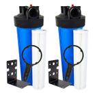 2 Filtros Big Blue 20'' Chave E Suporte Com Refil Plissado Azul