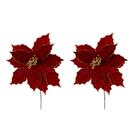 2 Flor Pick Natalina Bico de Papagaio Veludo Vermelho 40cm 2 Flor Pick Natalina Bico de Papagaio Veludo Vermelho 40cm