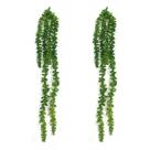 2 Folhagem Pendente Planta Verde Artificial Suculenta