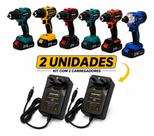 2 Fonte Carregador Bateria 21v Lítio Parafusadeira Bivolt 1a Premium