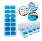 2 Formas De Gelo Cubo Com Tampa Rígida Flexível Fundo Silicone
