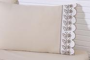 2 Fronhas King 50cmX90cm 100% Algodão 180 Fios Cáqui Barrado Bordado Cáqui