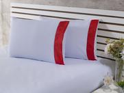 2 Fronhas King 60cmx80cm 100% Algodão 200 Fios Palha Barrado Jacquard Vermelho 2 Fronhas King 60cmx80cm 100% Algodão 200 Fios Palha Barrado Jacquard Vermelho