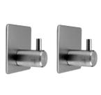 2 Ganchos Adesivo Suporte de Parede Resistentes em Aço Inox Ideal para Organização em Toda a Casa