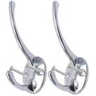 2 Ganchos Duplo Cabide Parede Metal Toalha Banheiro Parafuso