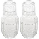 2 Garrafas Moringas 500ml Vidro Cristal com Copo Tampa Lyor para Água Suco Sortidas