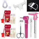 2 henna makiaj sobrancelha e kit designer profissional mixer Caneta Gel Regua M Tesoura Masca Anel