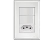 2 Interruptores Simples +1 Tomada 2P+T 10A 250 Volts - 2921 - FAME