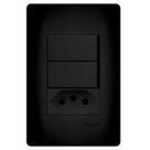 2 Interruptores Simples e Tomada 10A/250V Habitat Black - Fame
