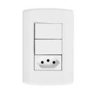 2 Interruptores Simples + Tomada 2P+T 20A com Placa - Pluzie