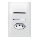 2 Interruptores Simples + Tomada Universal 2p+t 10a Cromado com Placa 4x2 Branco Dc120023 Novar