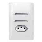 2 Interruptores Simples + Tomada Universal 2P+T 20A Cromado com Placa 4x2 - DC-120026 - NOVARA
