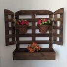 2 Janelas Decorativas Madeira Rustica Jardim Vertical Flores